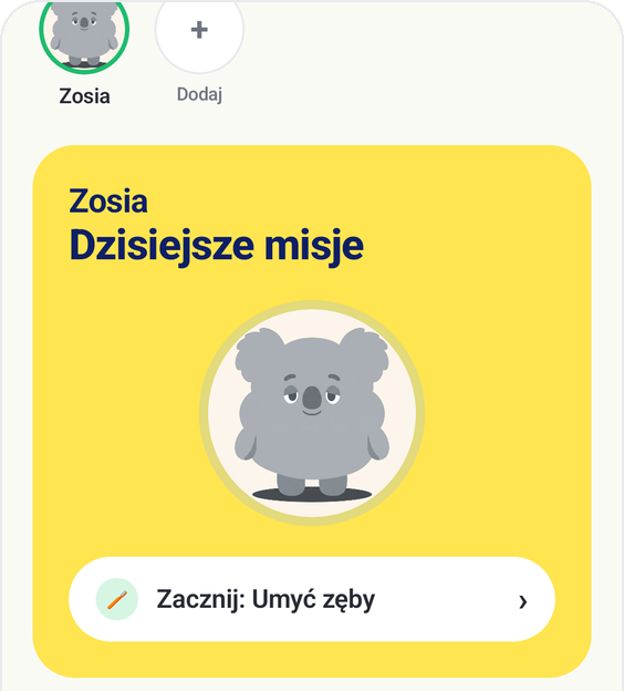 Odhaczone dzisiejsze misje i punkty zatwierdzone przez rodzica w Kids Habit