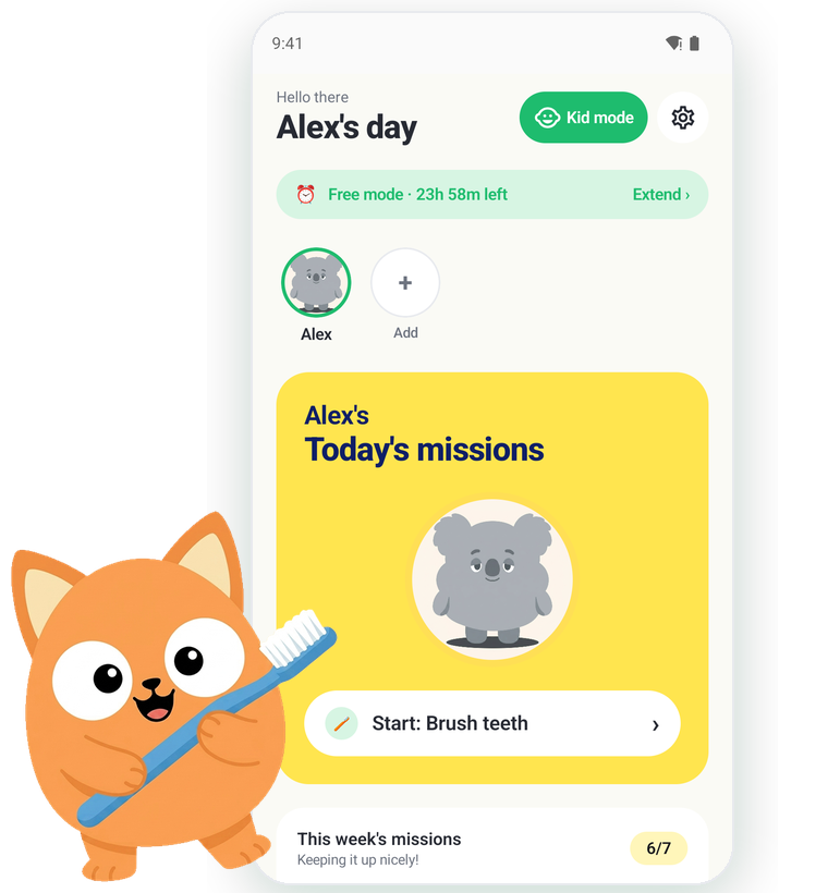 Kids Habit app home screen