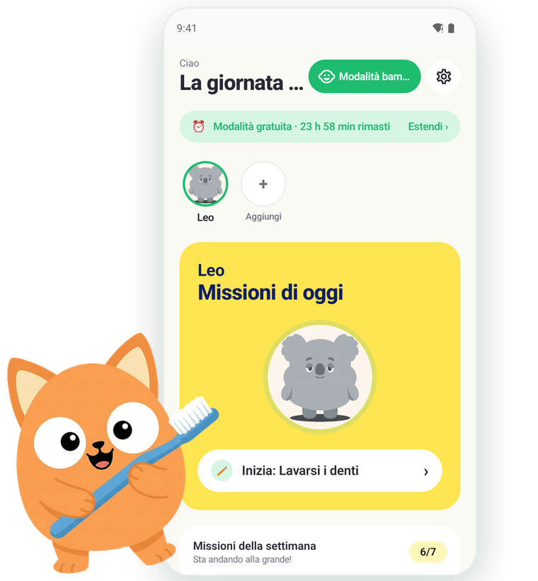 Schermata principale dell'app Kids Habit