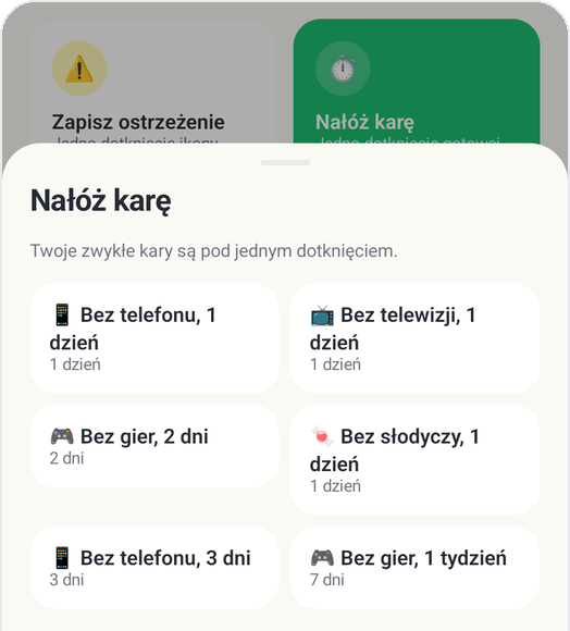 Ostrzeżenia · Kary