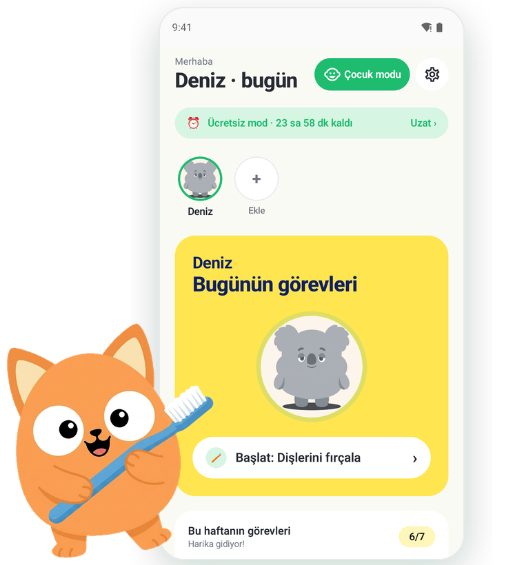 Kids Habit uygulamasının ana ekranı